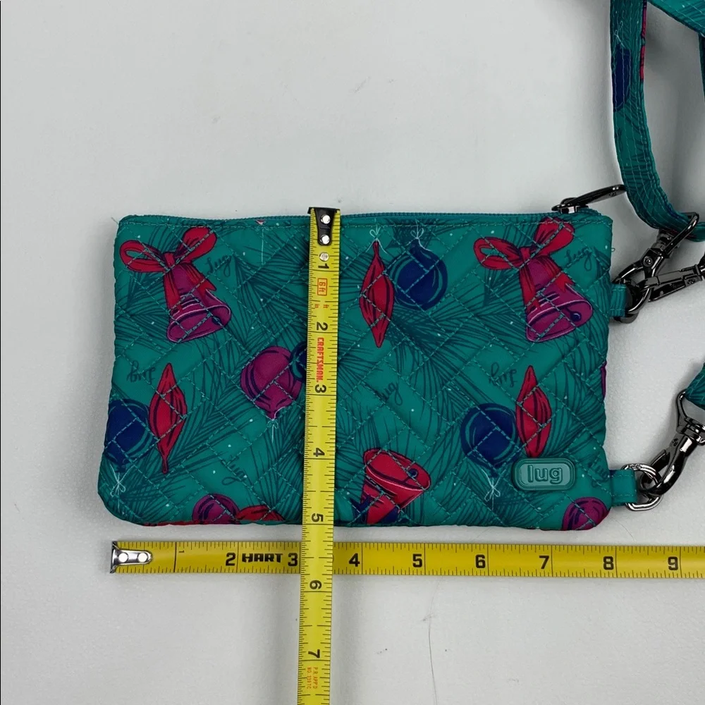 LUG Peekaboo Turquoise Teal Fuschia Purple Crossbody Bag Bells ornament Wristlet